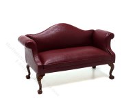 Miniature Burgundy Leather Sofa (image for) Miniature Burgundy Leather Sofa