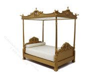 Miniature French Baroque Golden Canopy Bed (image for) Miniature French Baroque Golden Canopy Bed