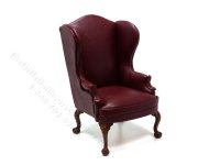 Miniature Burgundy Wing Back Style Armchair (image for) Miniature Burgundy Wing Back Style Armchair