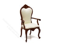 Miniature Victorian Walnut Armchair for Dollhouses - White (image for) Miniature Victorian Walnut Armchair for Dollhouses - White