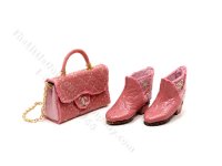 Pink Chanel Quilted Leather Purse and Boots by Judith Blondell (image for) Pink Chanel Quilted Leather Purse and Boots by Judith Blondell